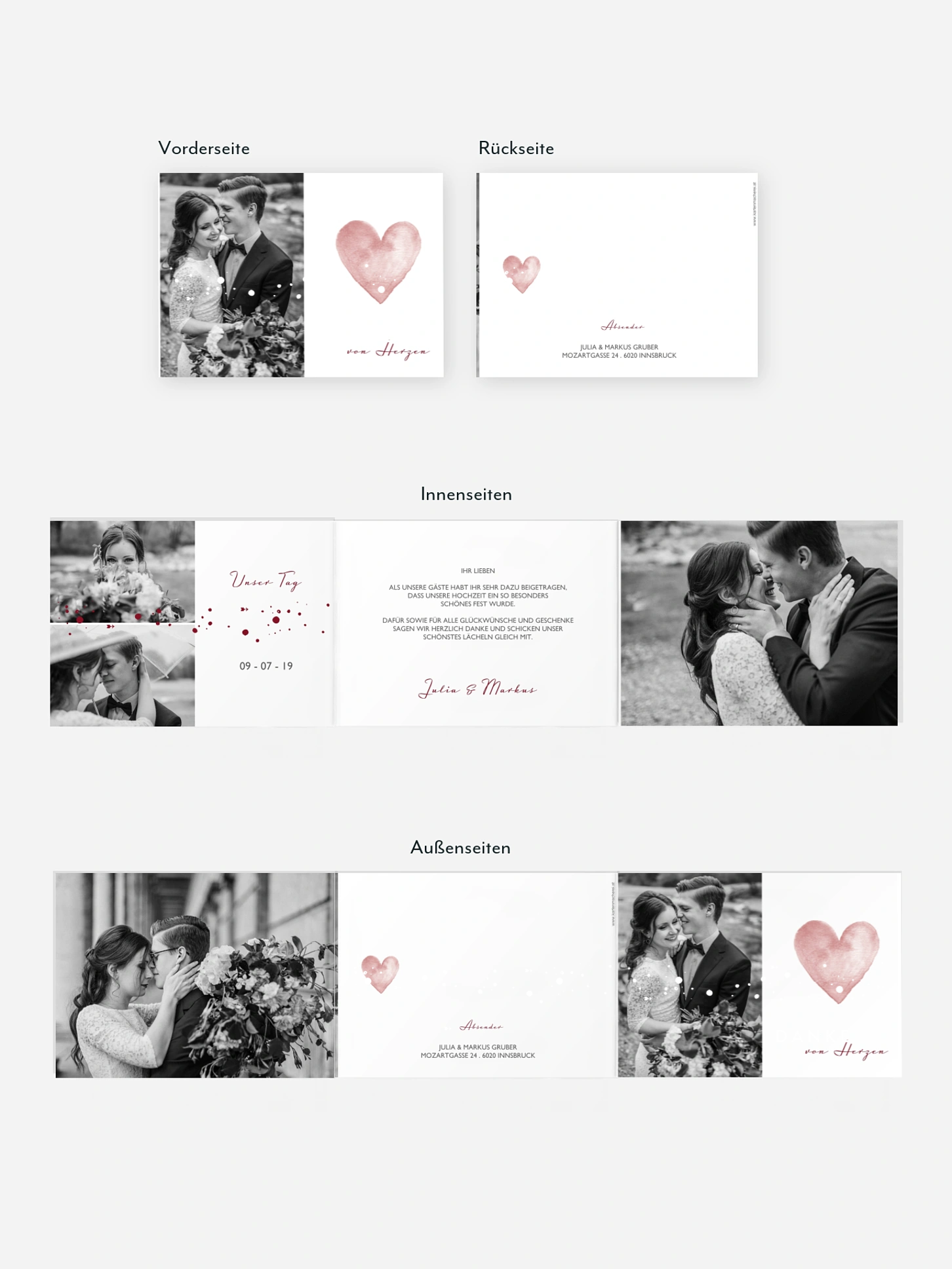 Dankeskarte Hochzeit Herzensmoment Premium