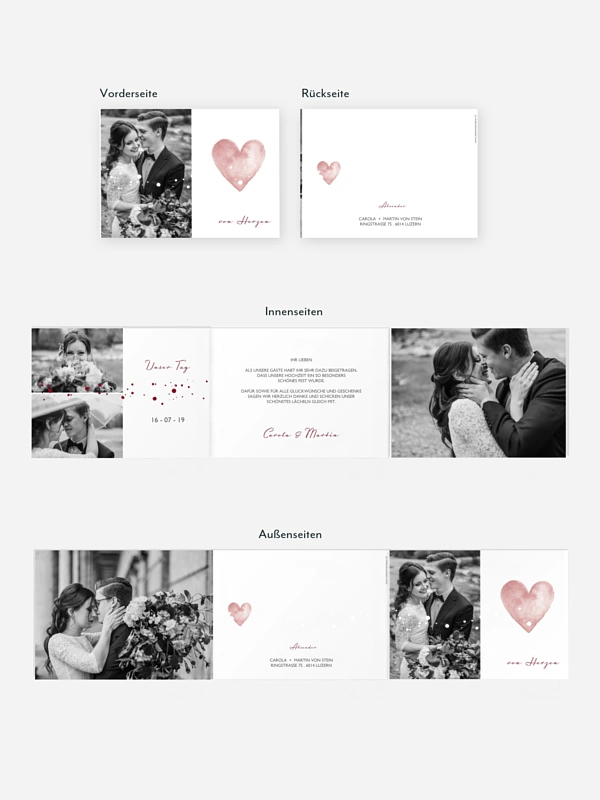 Dankeskarte Hochzeit Herzensmoment Premium
