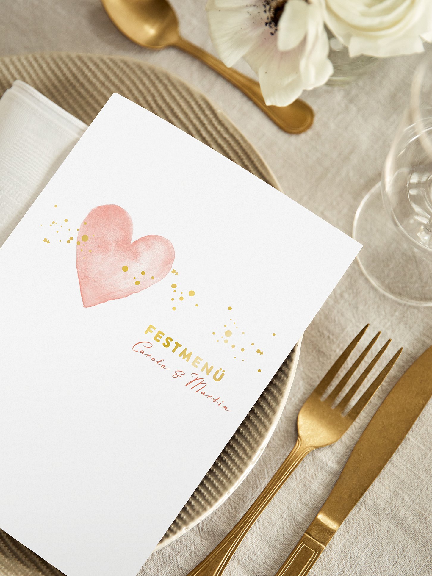 Menükarte Hochzeit Herzensmoment Premium