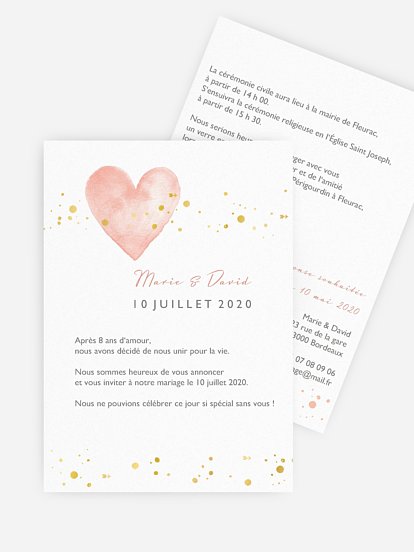 Faire-part de mariage Chemin du coeur - Dorure