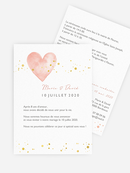 Faire-part de mariage Chemin du coeur - Dorure