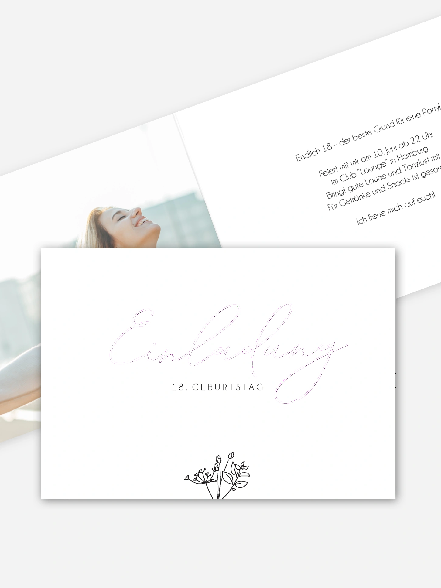 Einladung 18. Geburtstag Gentle Flowers