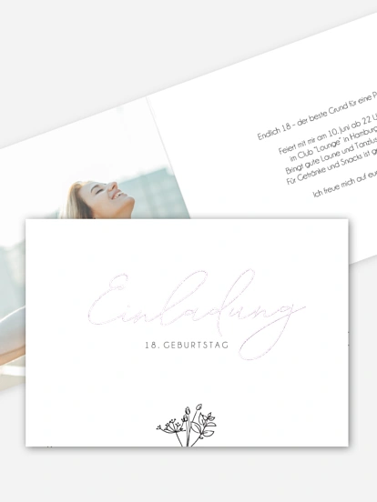 Einladung 18. Geburtstag Gentle Flowers