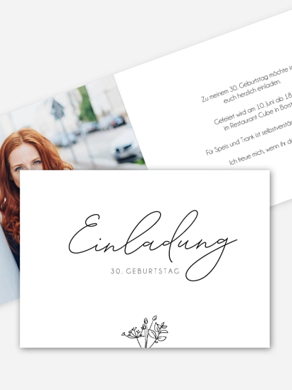 Einladung 30. Geburtstag Gentle Flowers