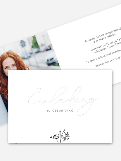 Einladung 30. Geburtstag Gentle Flowers