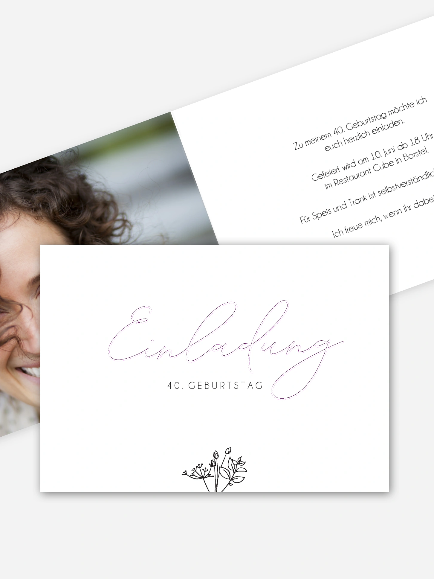 Einladung 40. Geburtstag Gentle Flowers