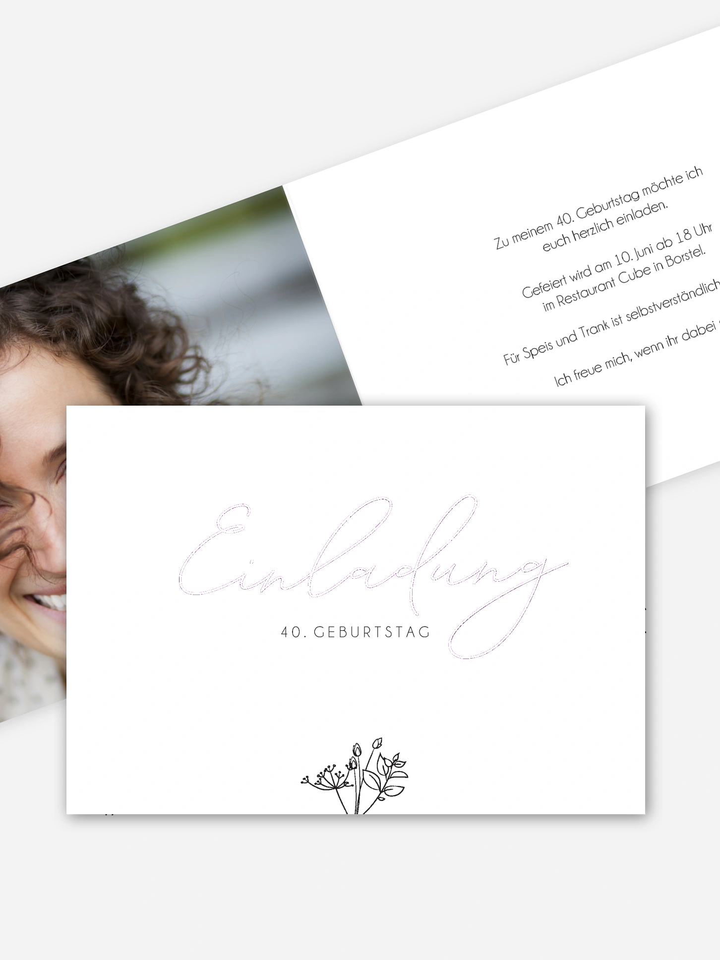 Einladung 40. Geburtstag Gentle Flowers