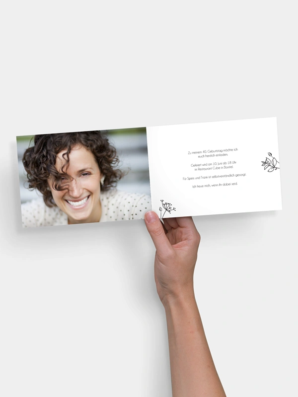 Einladung 40. Geburtstag Gentle Flowers
