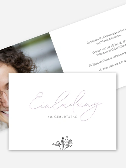 Einladung 40. Geburtstag Gentle Flowers