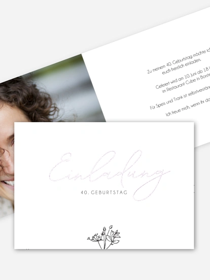 Einladung 40. Geburtstag Gentle Flowers