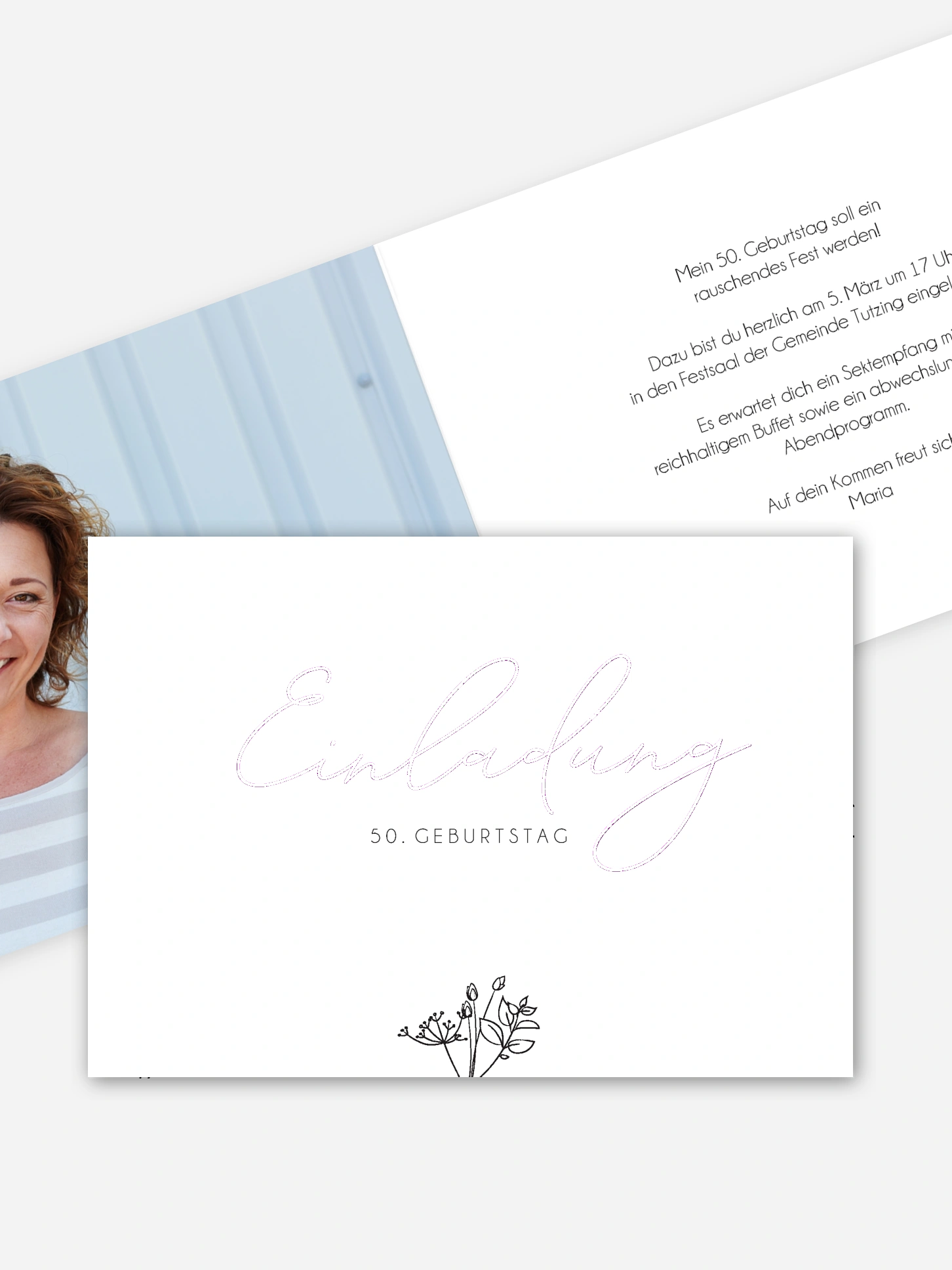 Einladung 50. Geburtstag Gentle Flowers