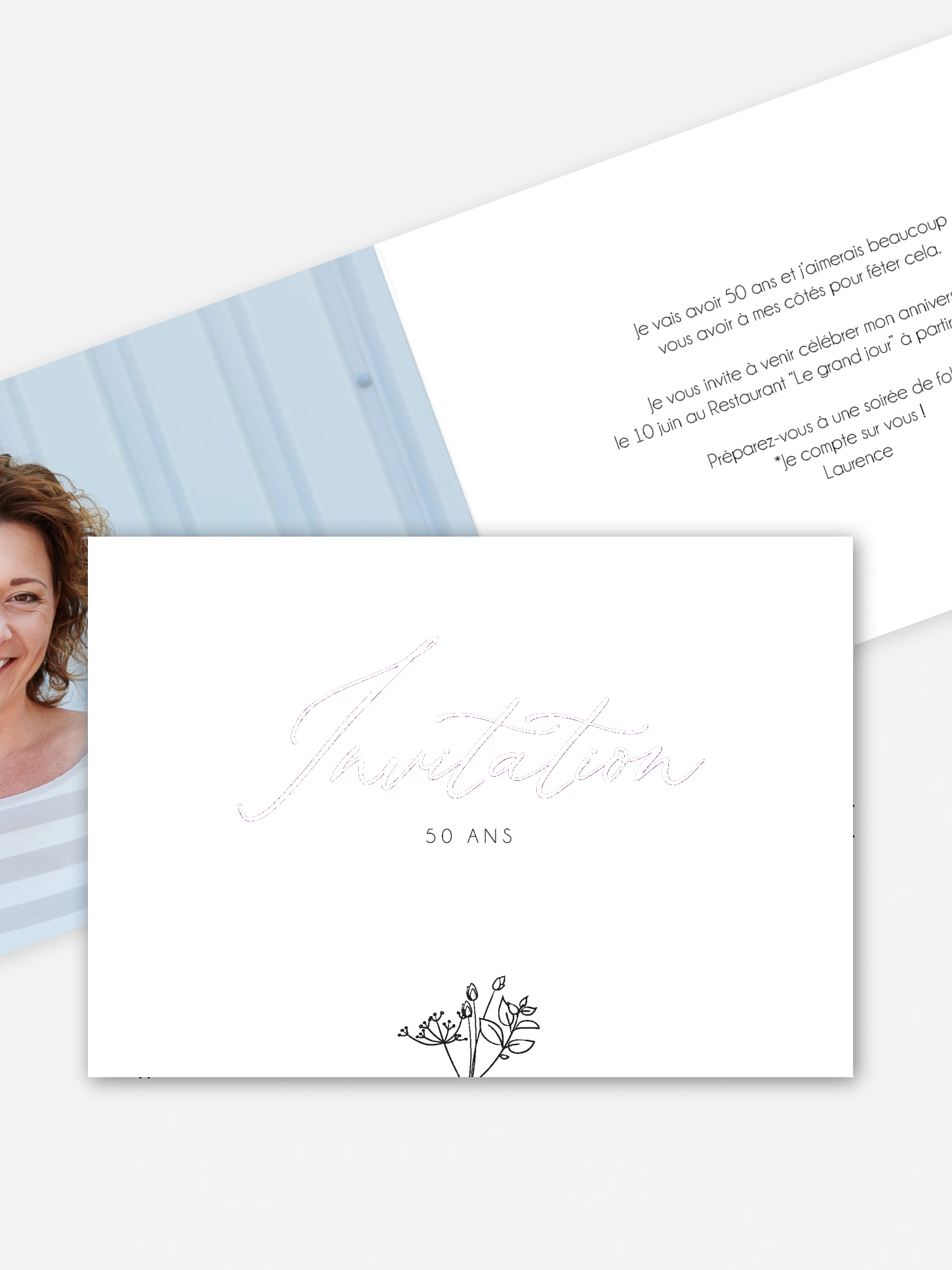 invitation anniversaire 50 Gentle Flowers