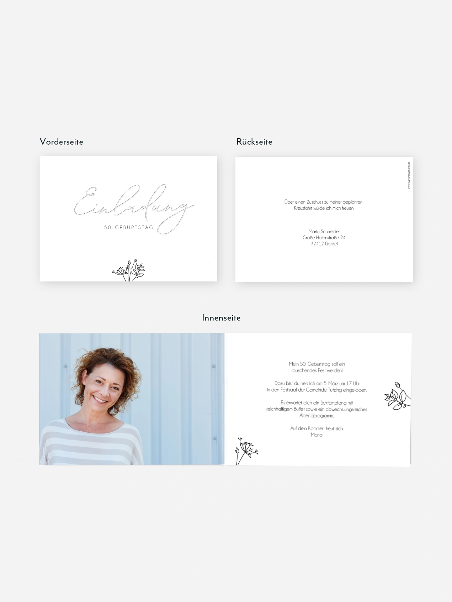 Einladung 50. Geburtstag Gentle Flowers