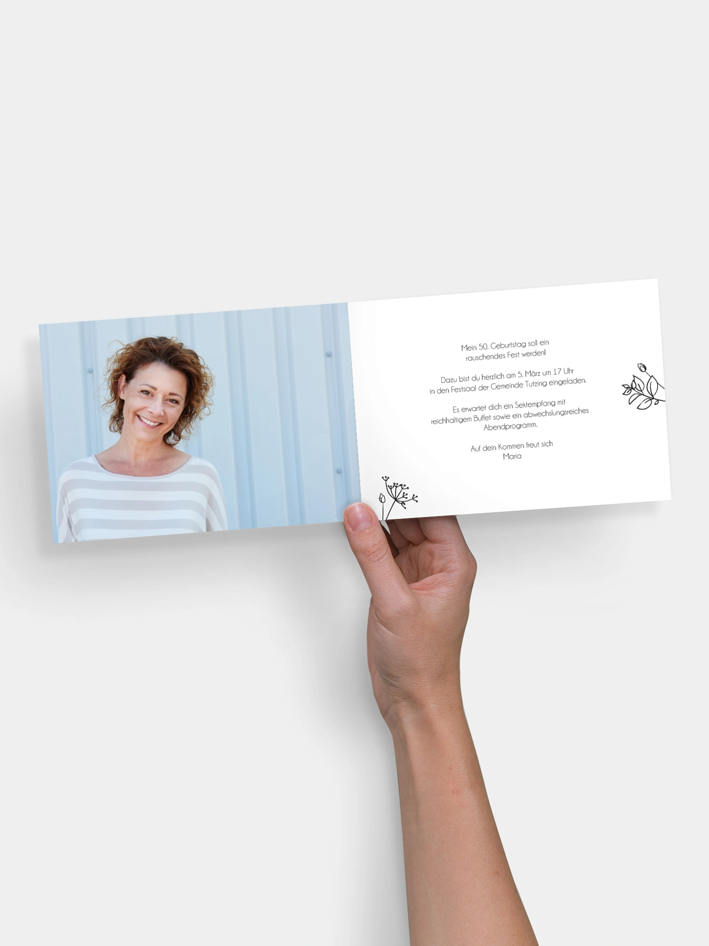 Einladung 50. Geburtstag Gentle Flowers