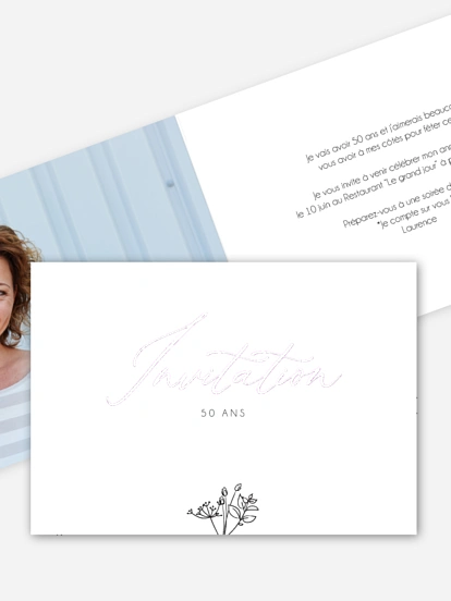invitation anniversaire 50 Gentle Flowers