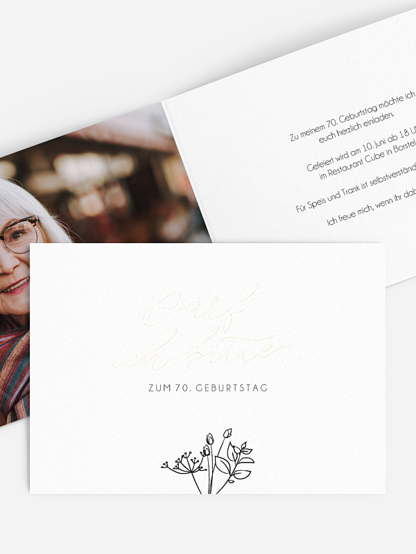 Einladung 70. Geburtstag Gentle Flowers