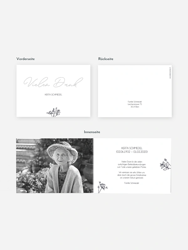 Trauerdanksagung Gentle Flowers