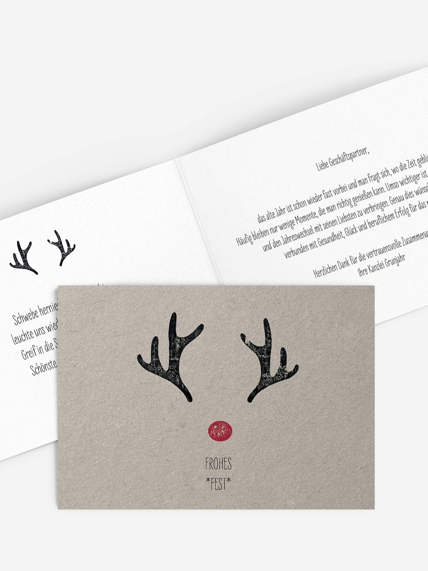Geschäftliche Weihnachtskarte Rudolph