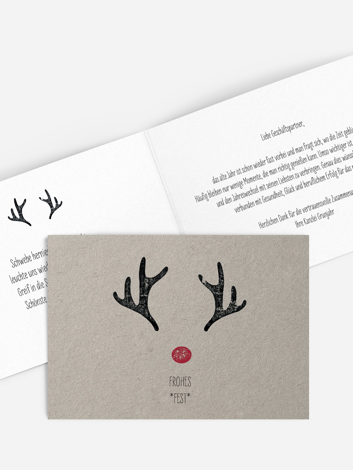 Geschäftliche Weihnachtskarte Rudolph