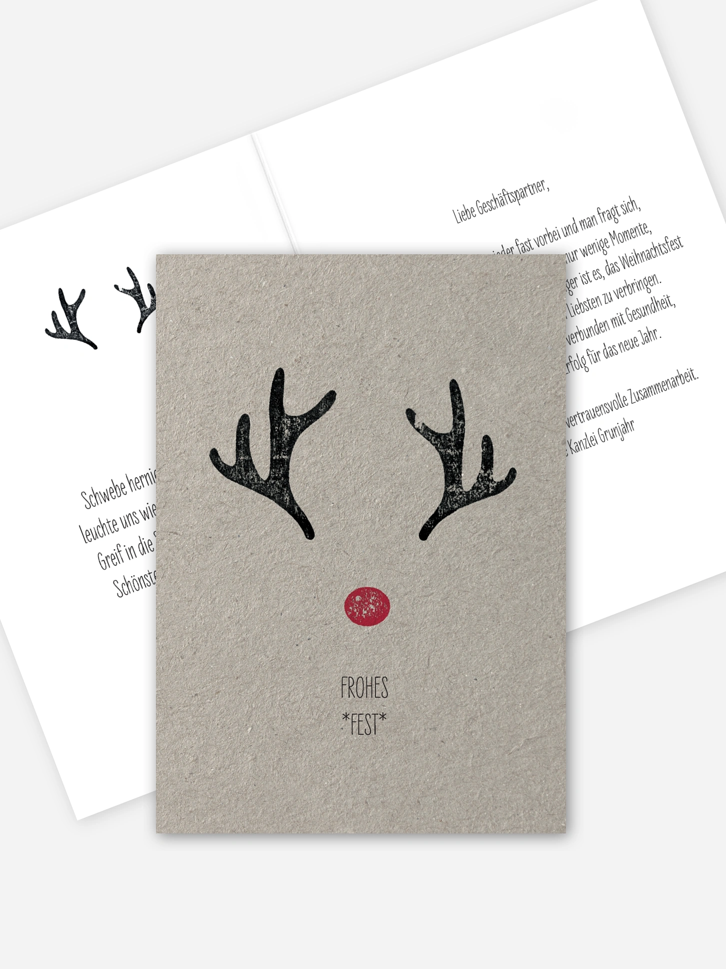 Geschäftliche Weihnachtskarte Rudolph