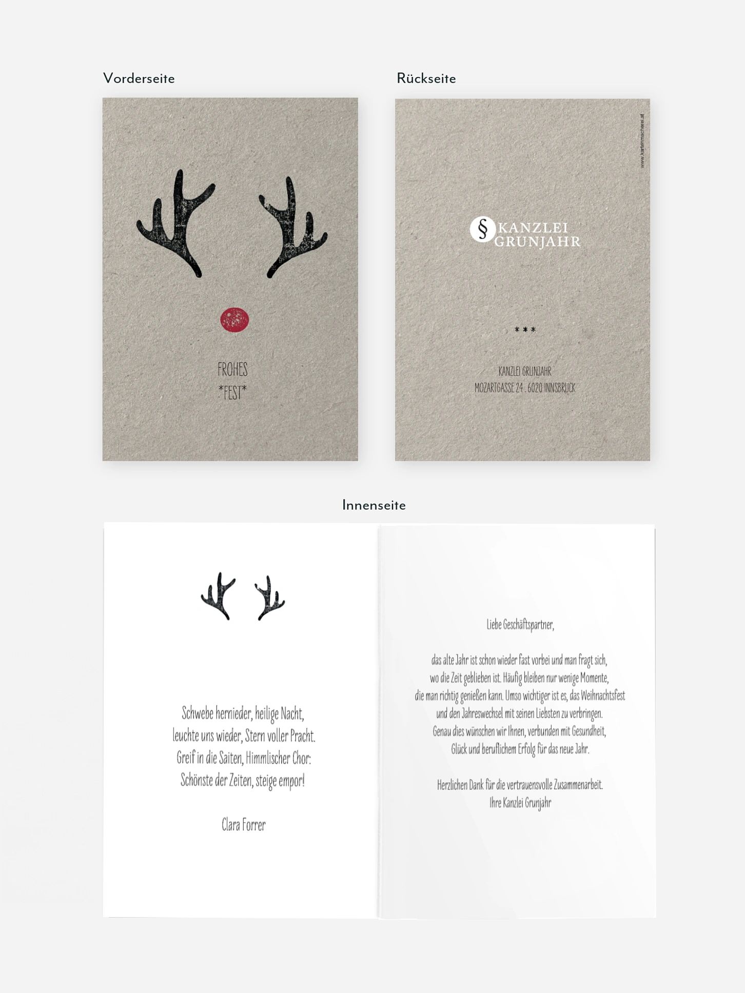 Geschäftliche Weihnachtskarte Rudolph