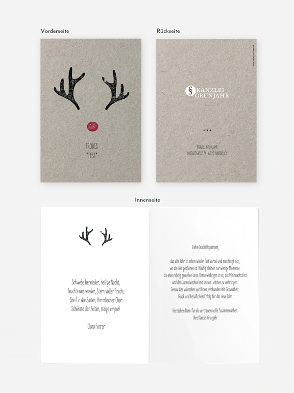 Geschäftliche Weihnachtskarte Rudolph