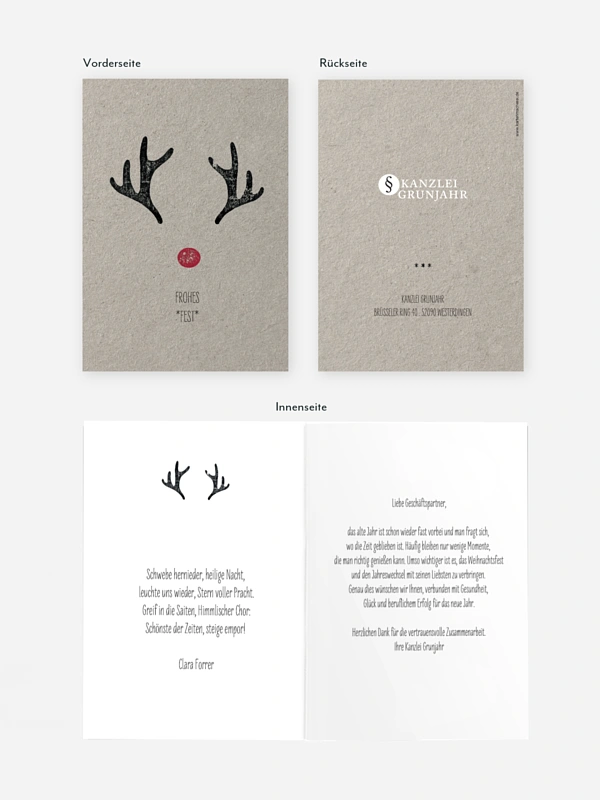 Geschäftliche Weihnachtskarte Rudolph
