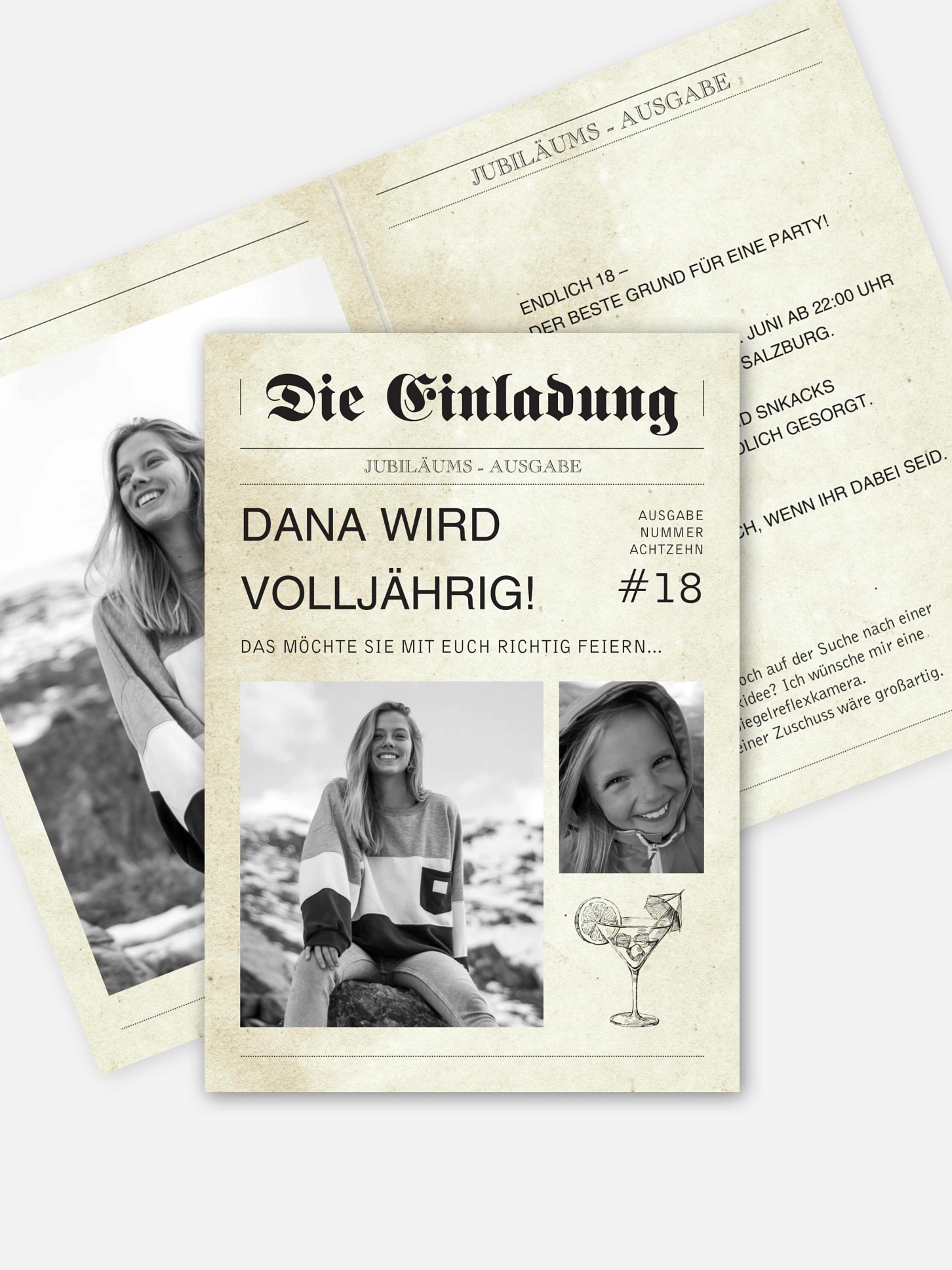 Einladung 18. Geburtstag Newspaper