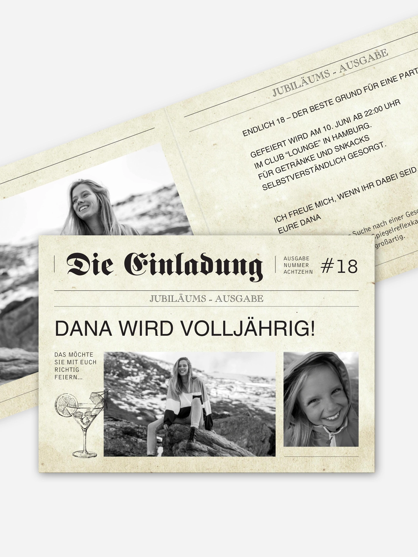 Einladung 18. Geburtstag Newspaper