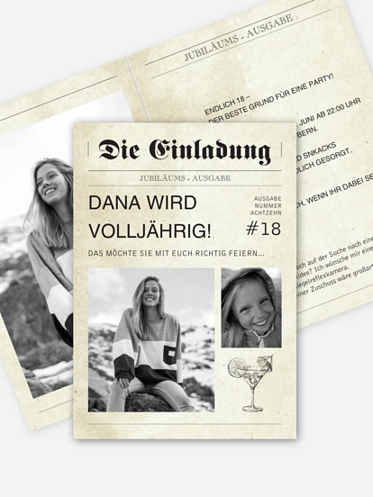 Einladung 18. Geburtstag Newspaper
