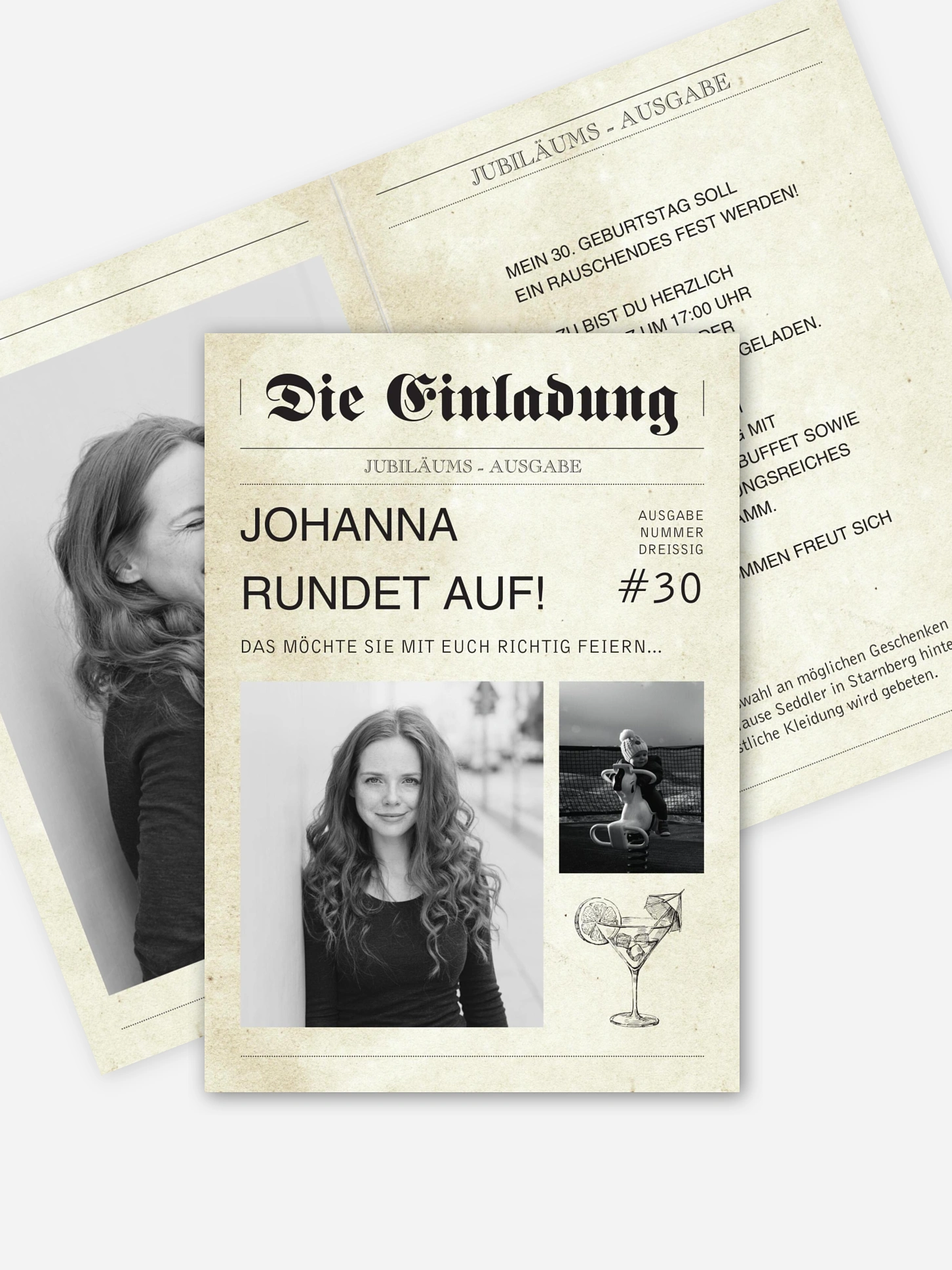 Einladung 30. Geburtstag Newspaper