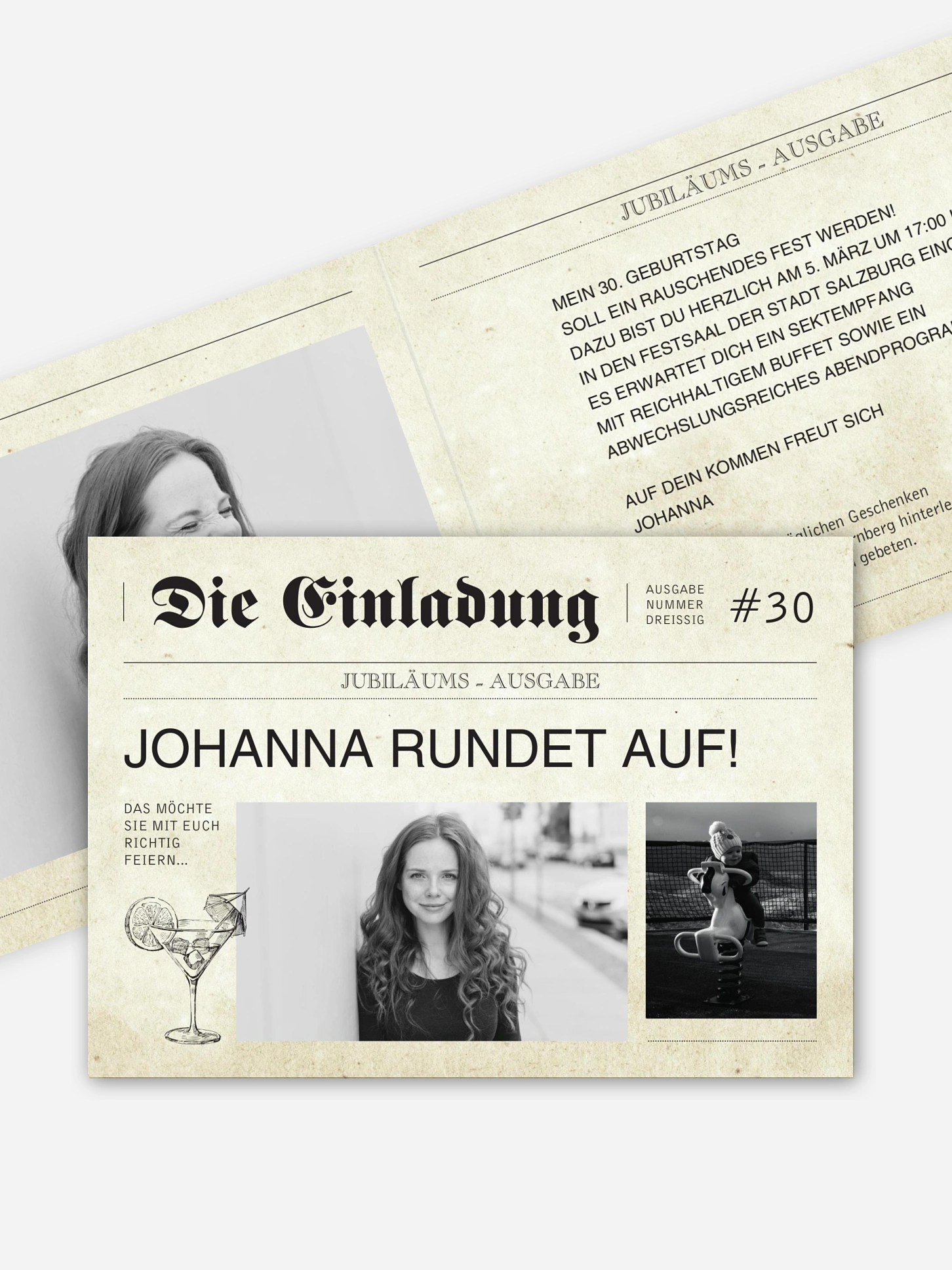 Einladung 30. Geburtstag Newspaper