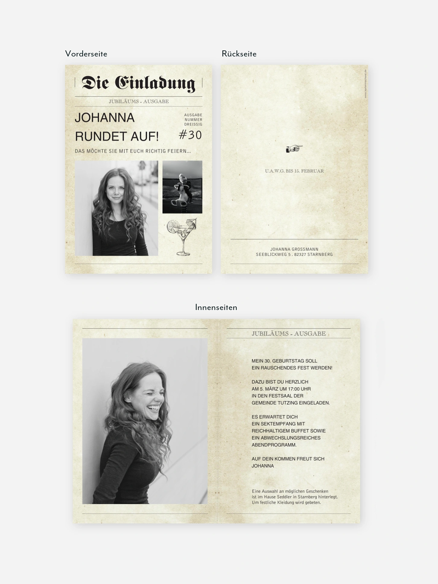 Einladung 30. Geburtstag Newspaper
