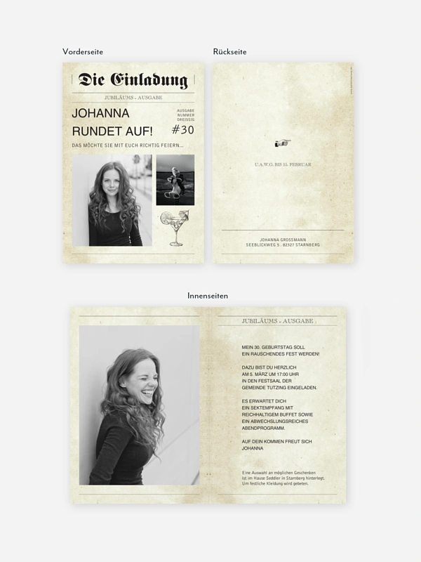Einladung 30. Geburtstag Newspaper