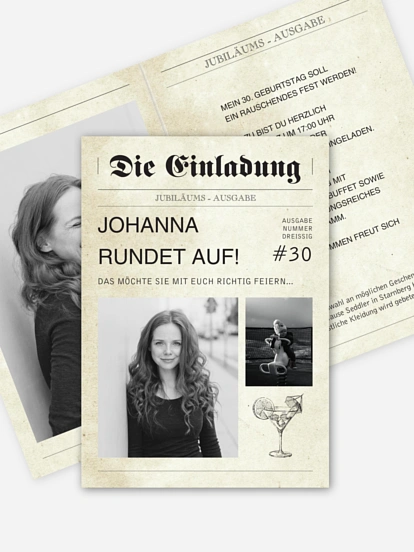 Einladung 30. Geburtstag Newspaper