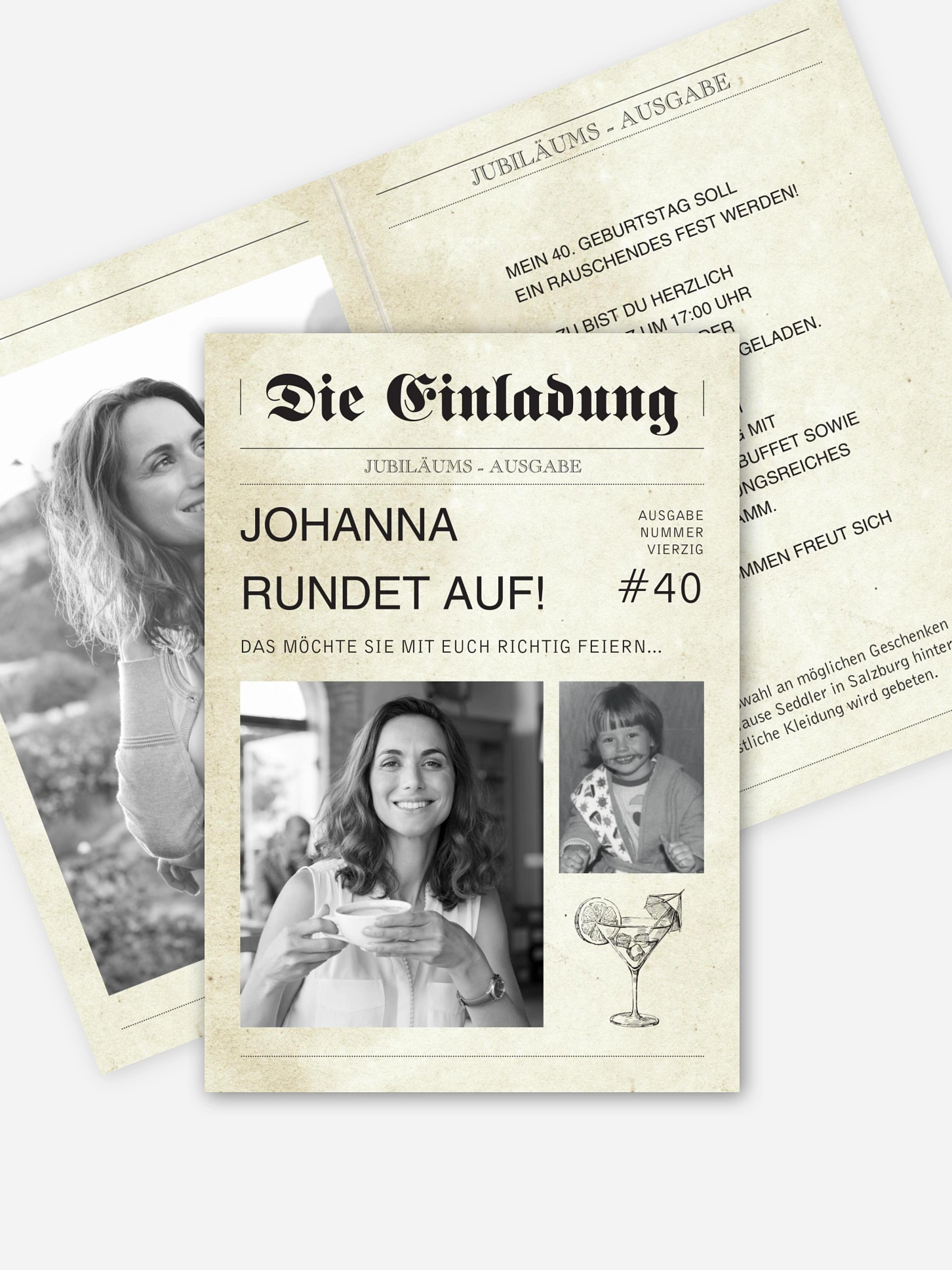 Einladung 40. Geburtstag Newspaper