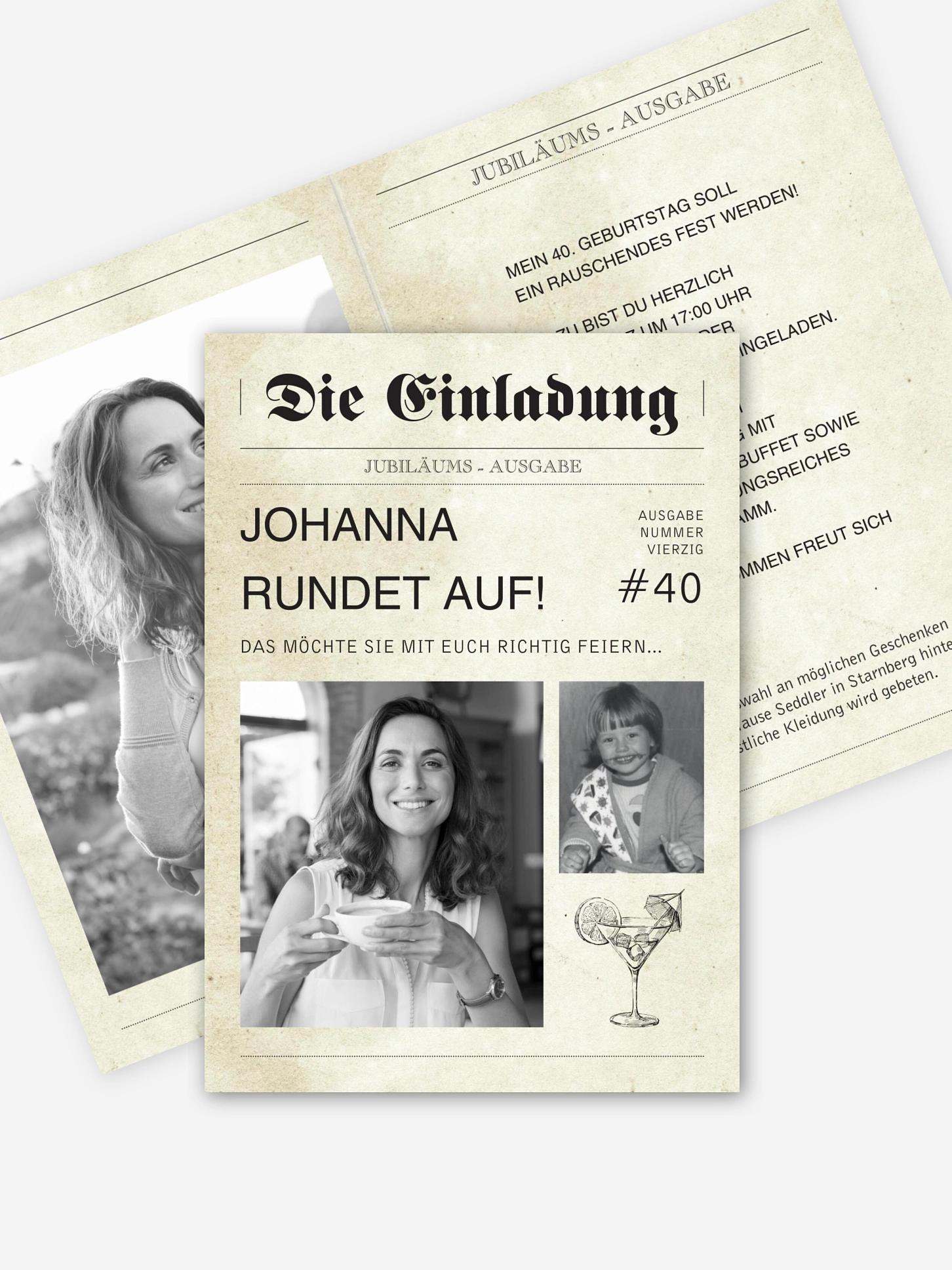 Einladung 40. Geburtstag Newspaper