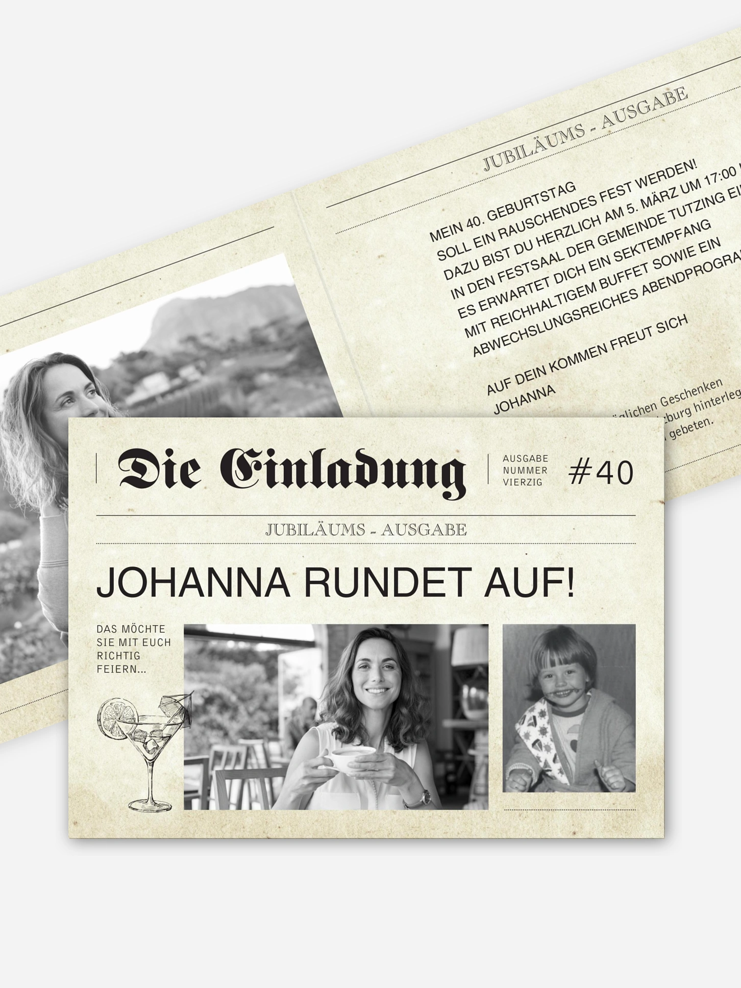 Einladung 40. Geburtstag Newspaper