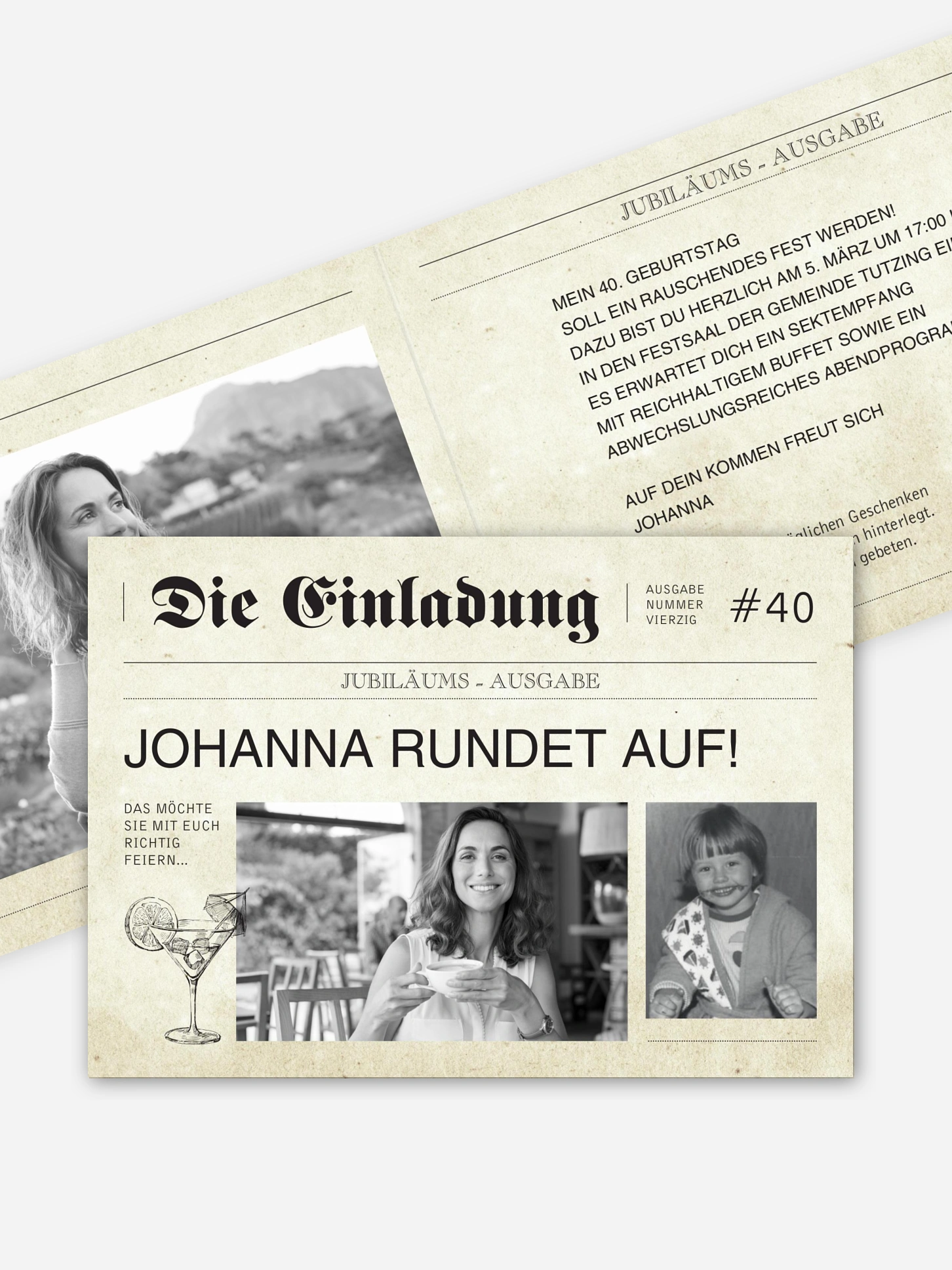 Einladung 40. Geburtstag Newspaper