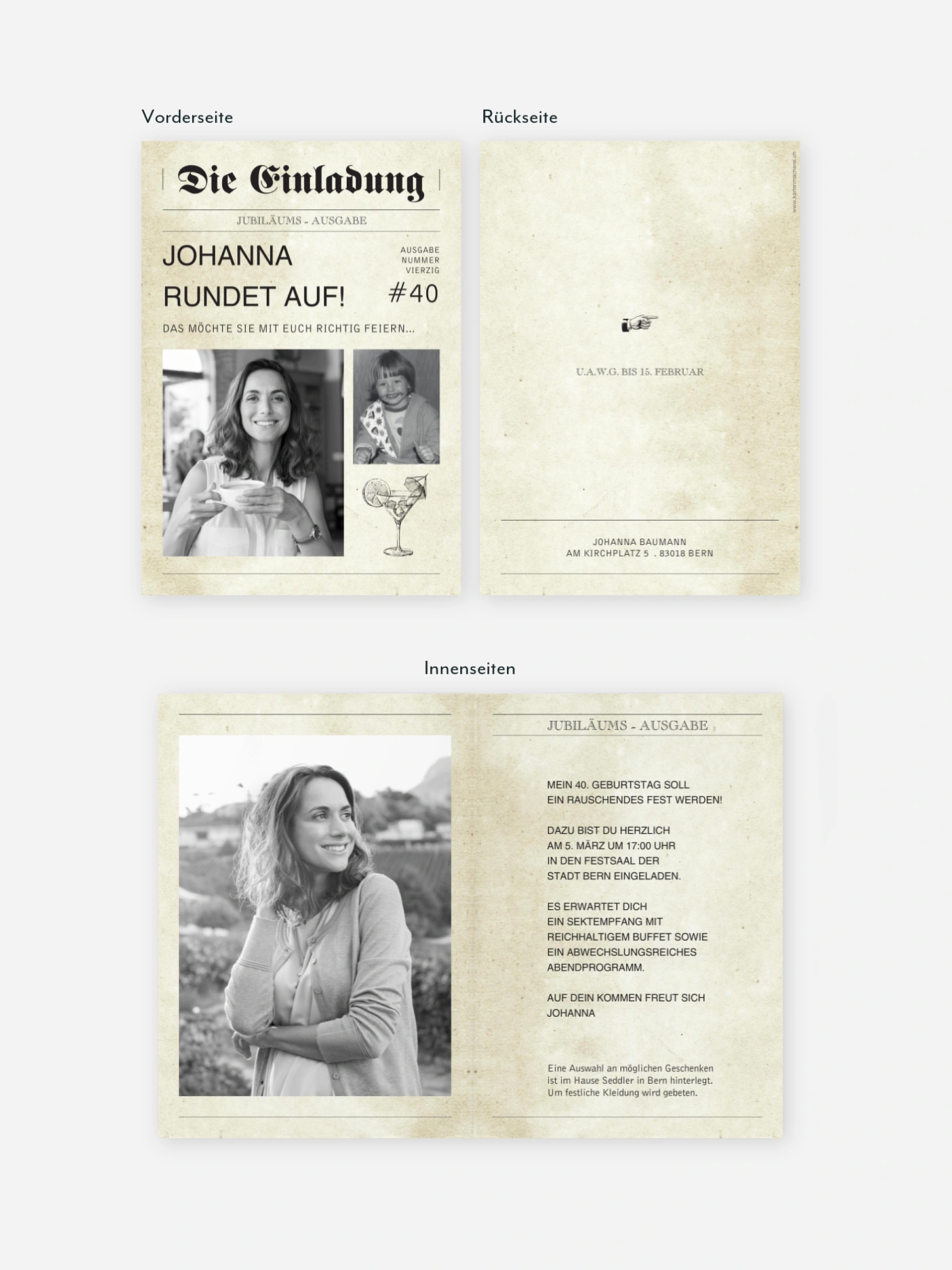 Einladung 40. Geburtstag Newspaper