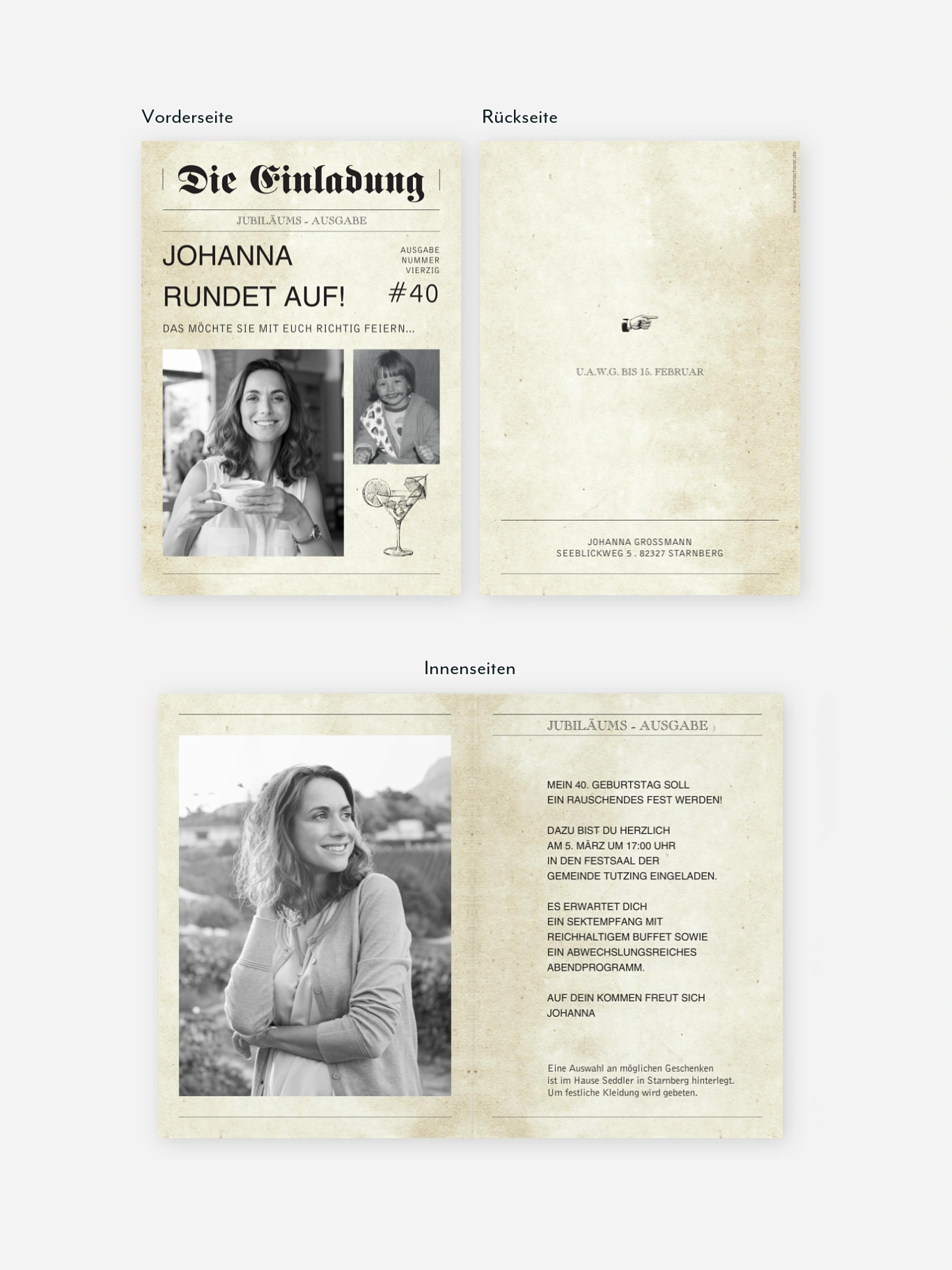 Einladung 40. Geburtstag Newspaper