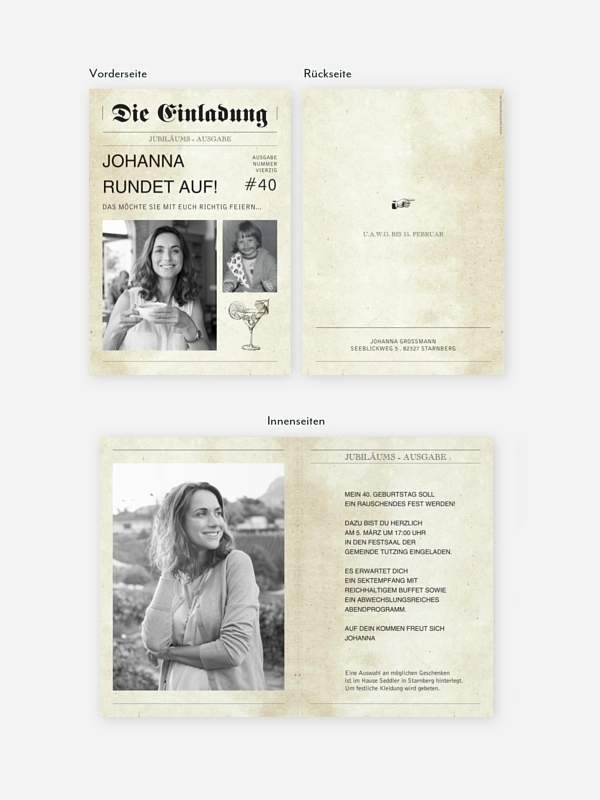 Einladung 40. Geburtstag Newspaper