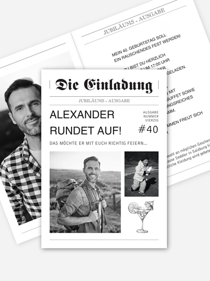 Einladung 40. Geburtstag Newspaper