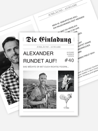 Einladung 40. Geburtstag Newspaper