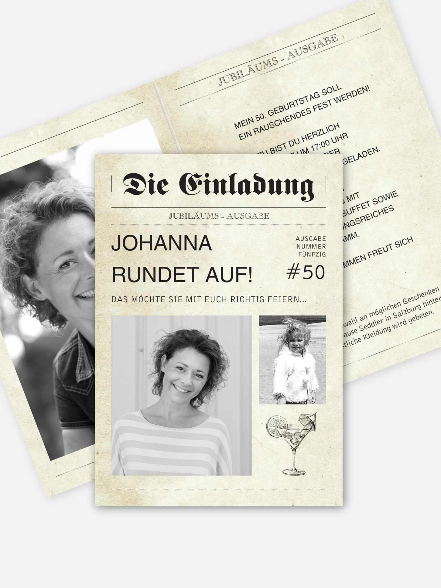 Einladung 50. Geburtstag Newspaper