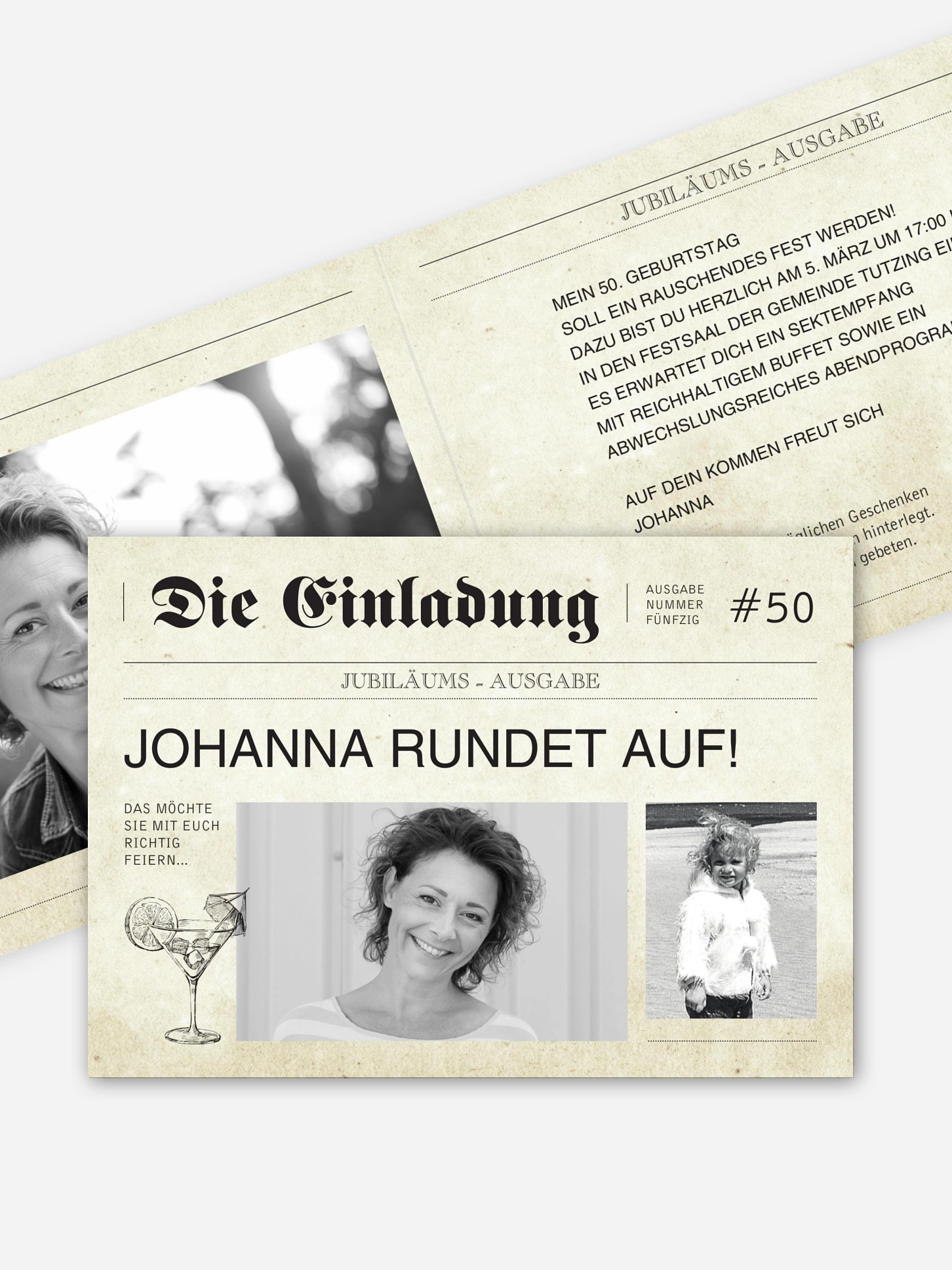 Einladung 50. Geburtstag Newspaper