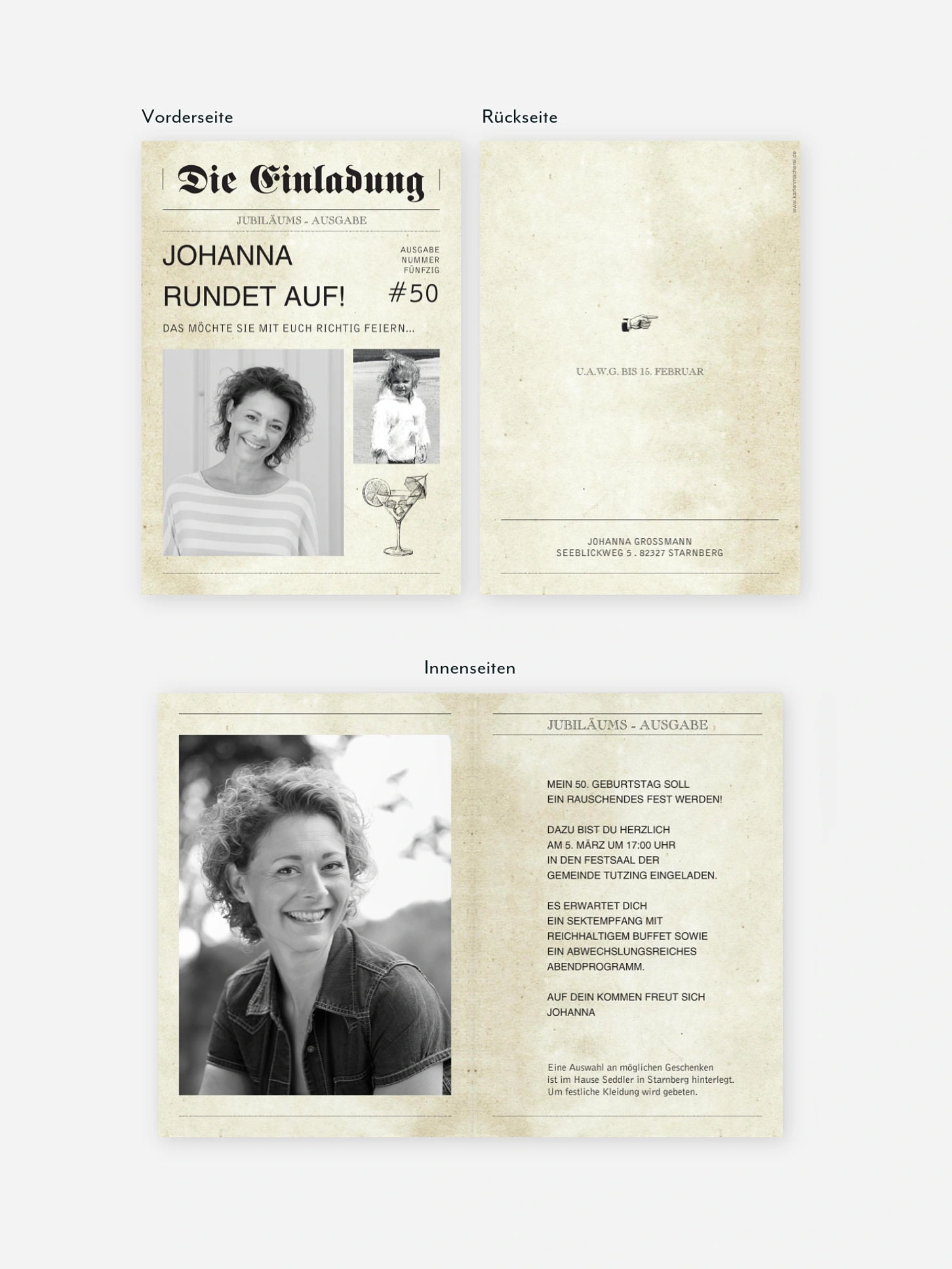 Einladung 50. Geburtstag Newspaper
