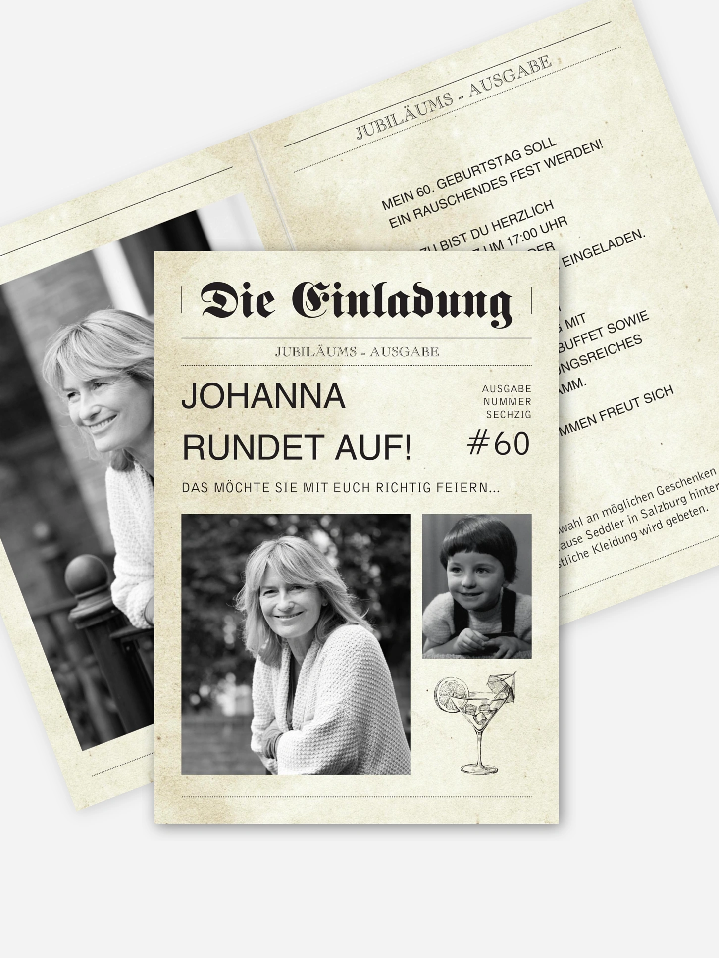 Einladung 60. Geburtstag Newspaper