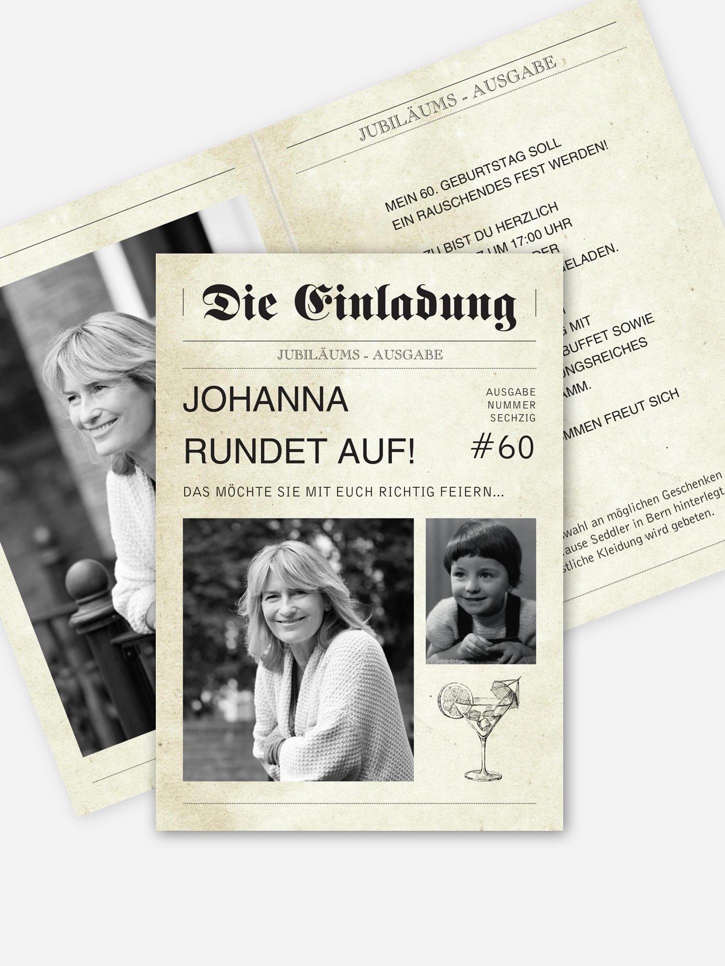 Einladung 60. Geburtstag Newspaper