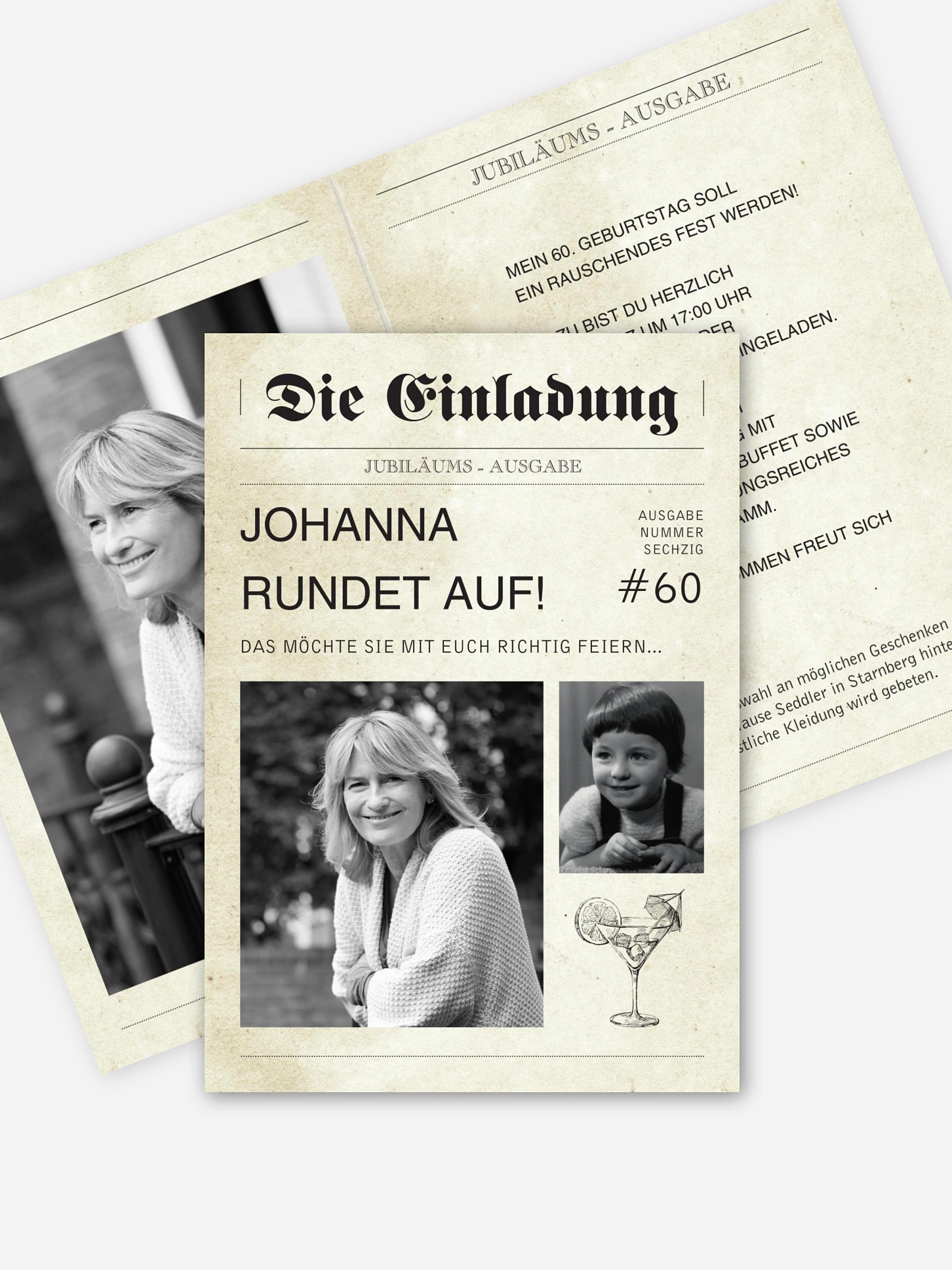 Einladung 60. Geburtstag Newspaper